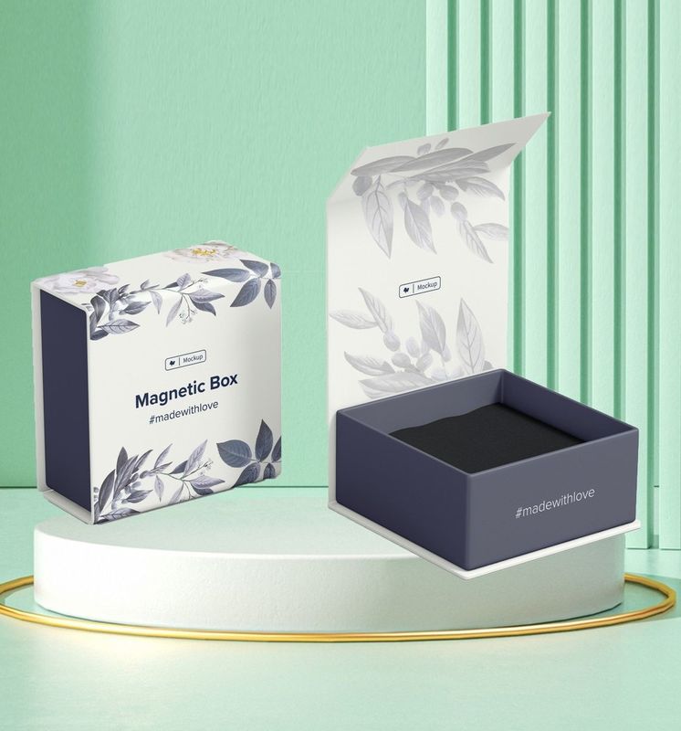 Scatola regalo magnetica a due lati con timbro a caldo Gioielli personalizzati profumi Flip Top Scatola regalo