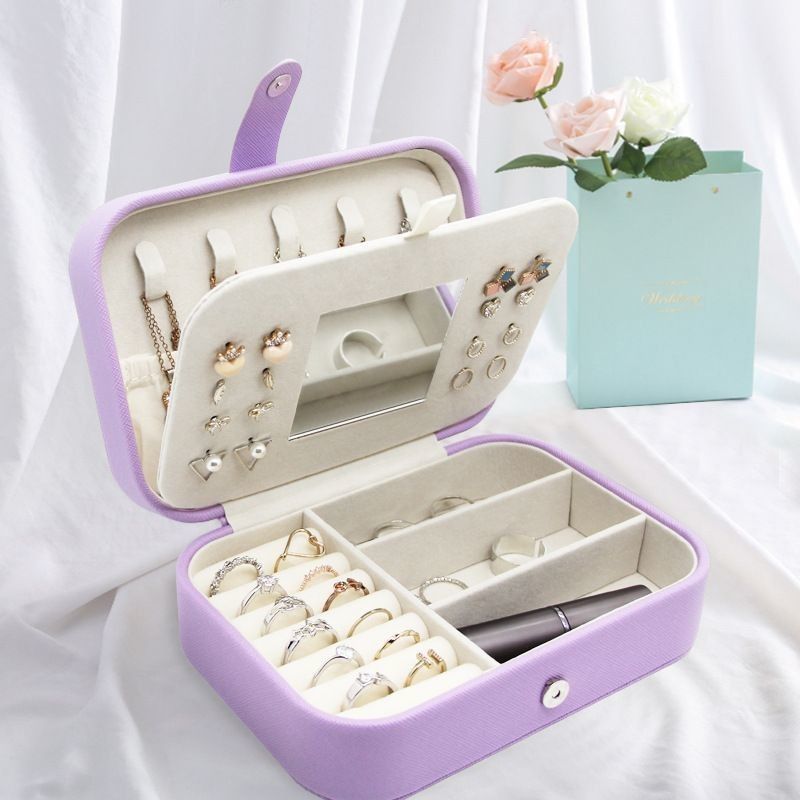 Portable Square Mini Gioielli Case Viaggio Anelli Orecchini Collare Festa di Nozze Scatola regalo