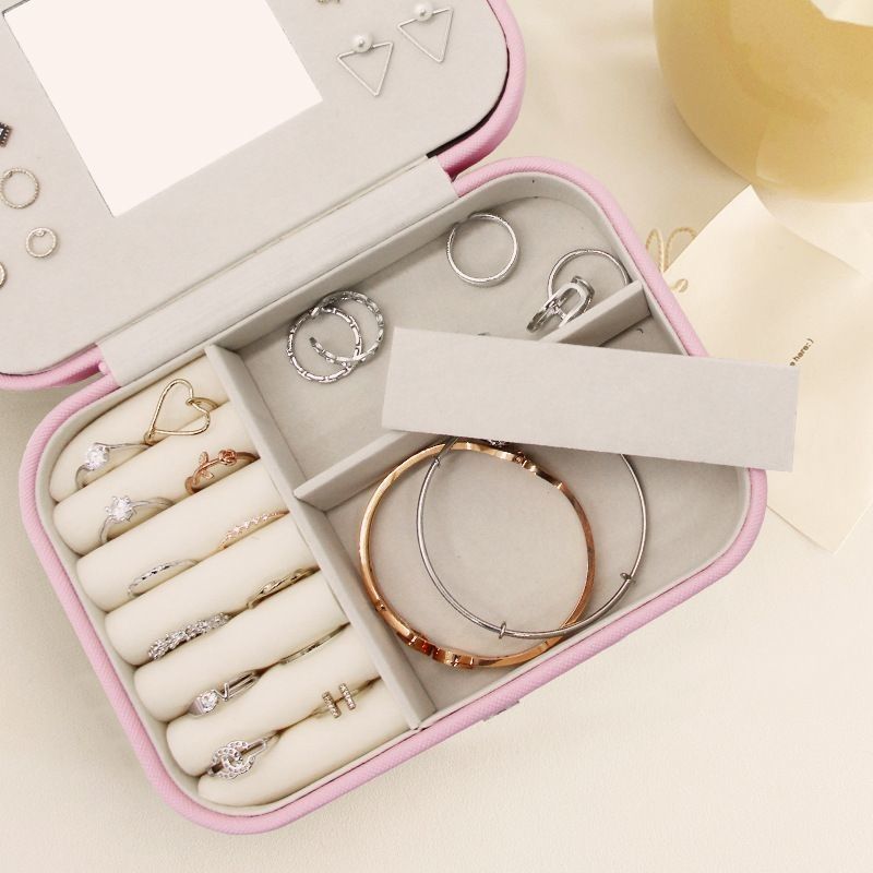 Portable Square Mini Gioielli Case Viaggio Anelli Orecchini Collare Festa di Nozze Scatola regalo