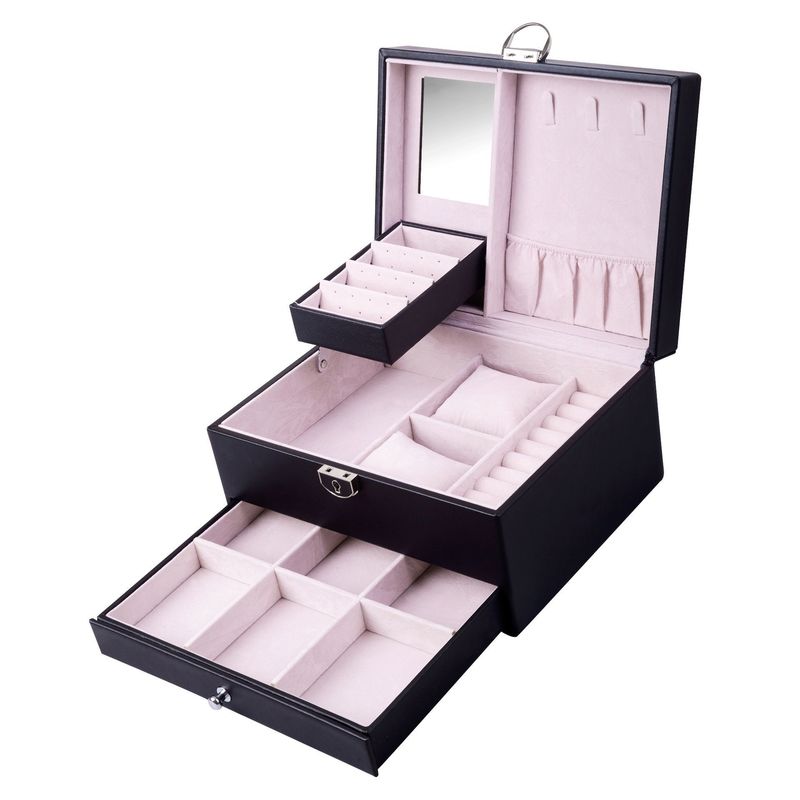 Medium Open Way Clamshell PU Set di gioielli in pelle/anello/anello/collare/braccialetto/orologio