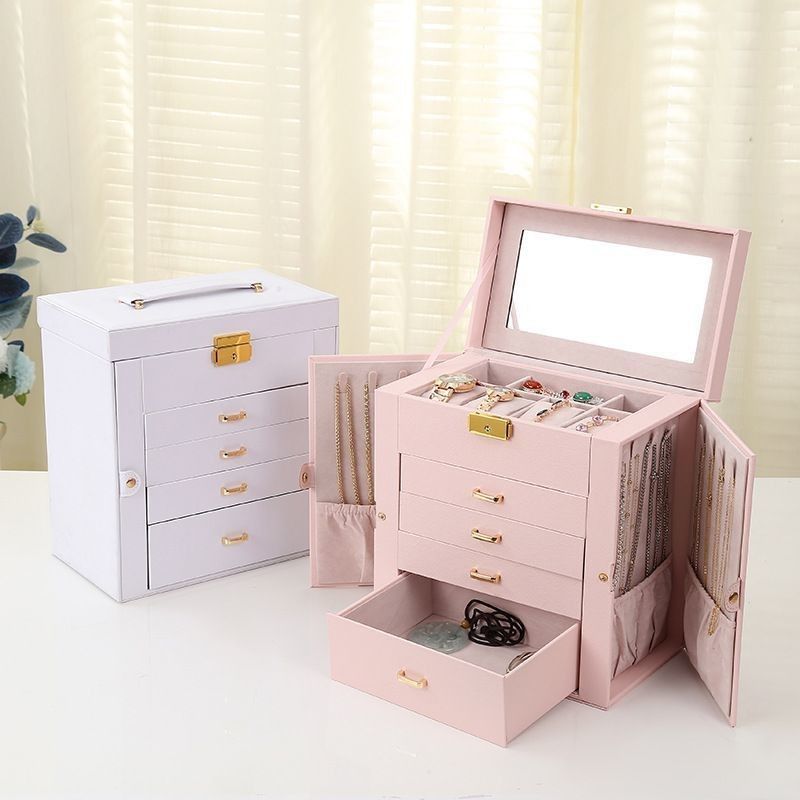 Medium Open Way Clamshell PU Set di gioielli in pelle/anello/anello/collare/braccialetto/orologio