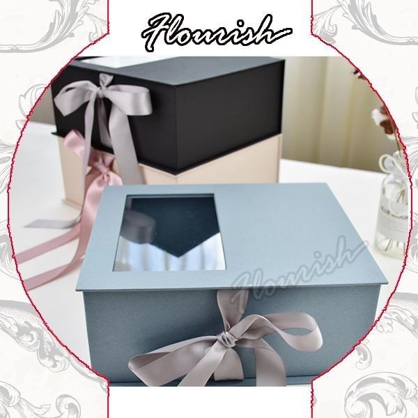 Imballaggio per regali di fiori a colori personalizzati con finestra trasparente e nastro Eco-friendly