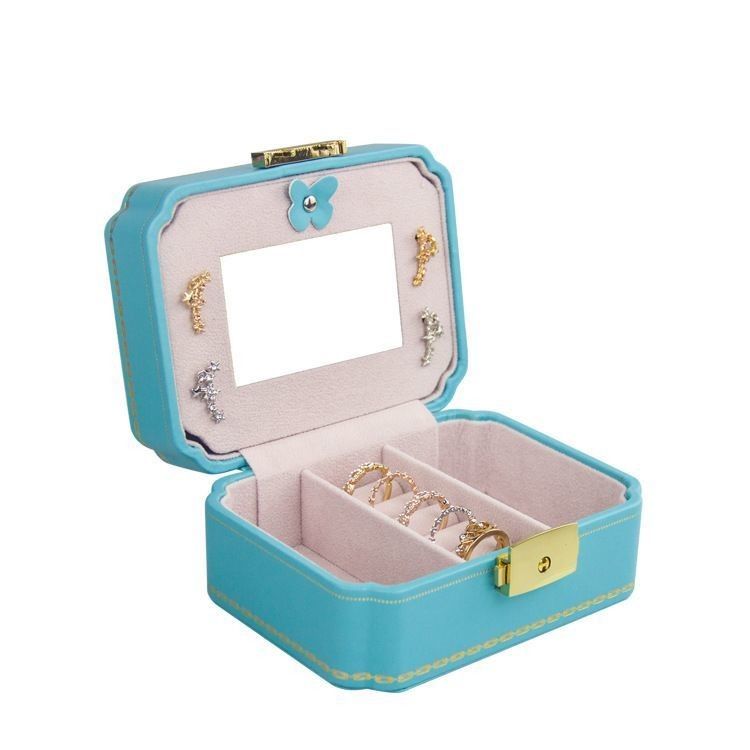 Scatola personalizzata Scatola di gioielli in PU creativa per gioielli europei Orecchino da viaggio portatile Scatola di stoccaggio per gioielli scatola doppia