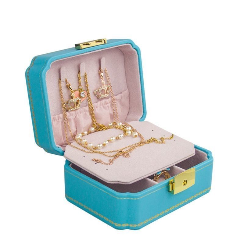 Scatola personalizzata Scatola di gioielli in PU creativa per gioielli europei Orecchino da viaggio portatile Scatola di stoccaggio per gioielli scatola doppia
