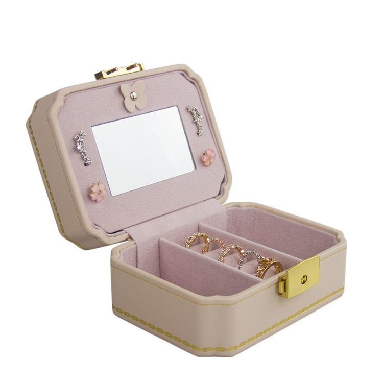 Scatola personalizzata Scatola di gioielli in PU creativa per gioielli europei Orecchino da viaggio portatile Scatola di stoccaggio per gioielli scatola doppia