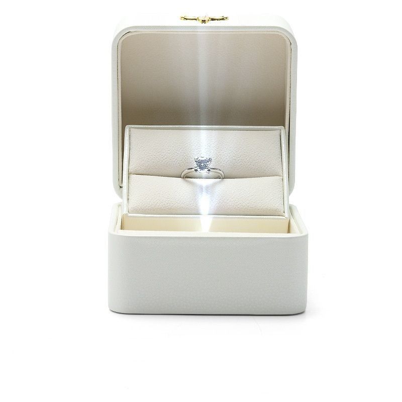 End Creativo Lampada a luce a LED Anello di fidanzamento Scatola di visualizzazione Anello singolo Pendente Gioielleria Scatola regalo Scatola di cuoio PU