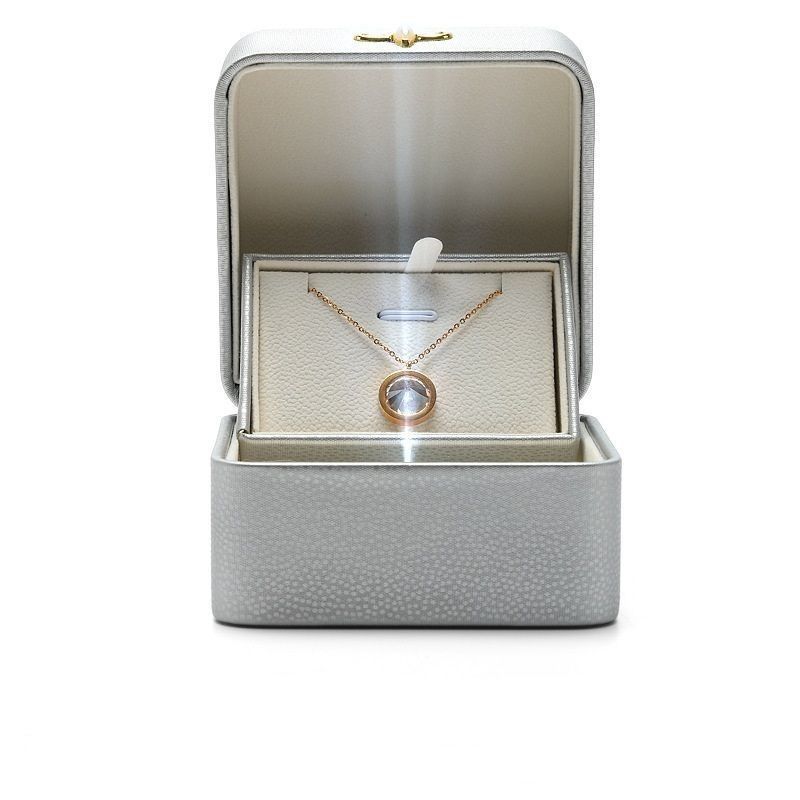 End Creativo Lampada a luce a LED Anello di fidanzamento Scatola di visualizzazione Anello singolo Pendente Gioielleria Scatola regalo Scatola di cuoio PU