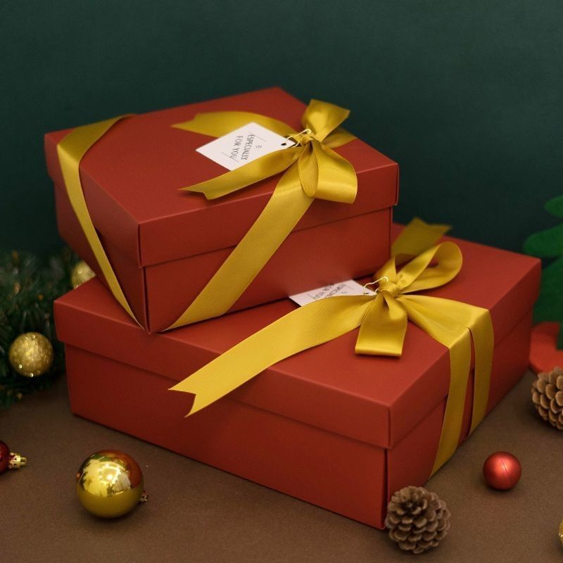 Casella regalo a nastro, cravatta, coperchio e base Caselle da regalo di lusso in carta