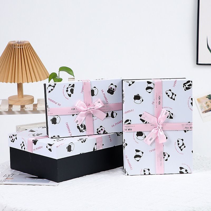 Casella regalo a nastro, cravatta, coperchio e base Caselle da regalo di lusso in carta