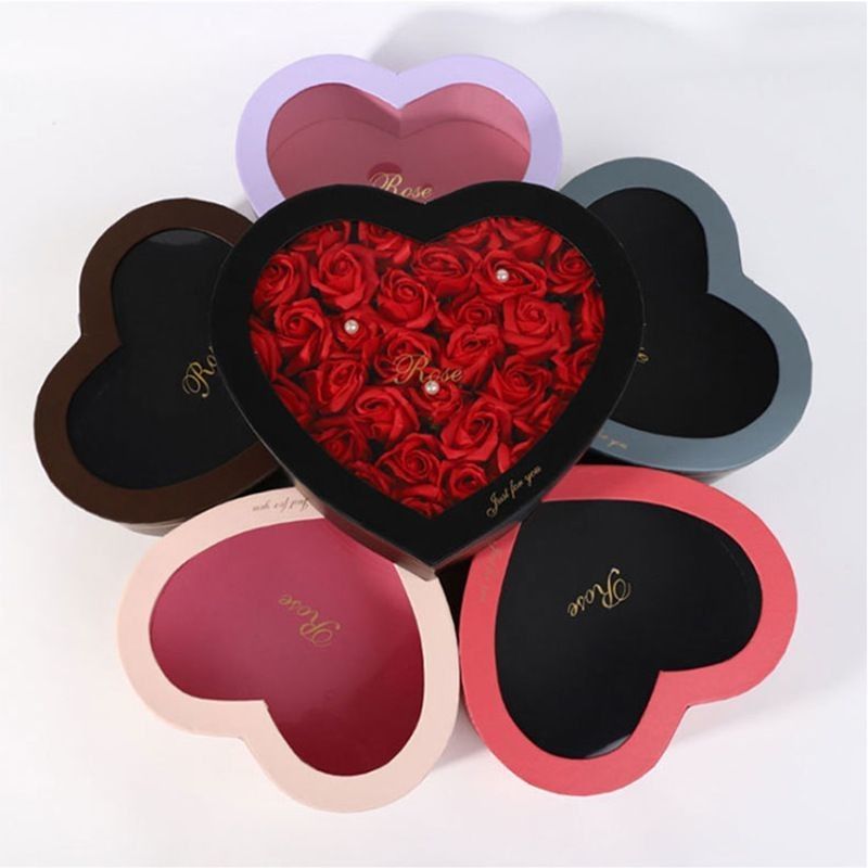 Stampa offset Cartone scatola di fiori a forma di cuore imballaggio carta scatola regalo per fiori