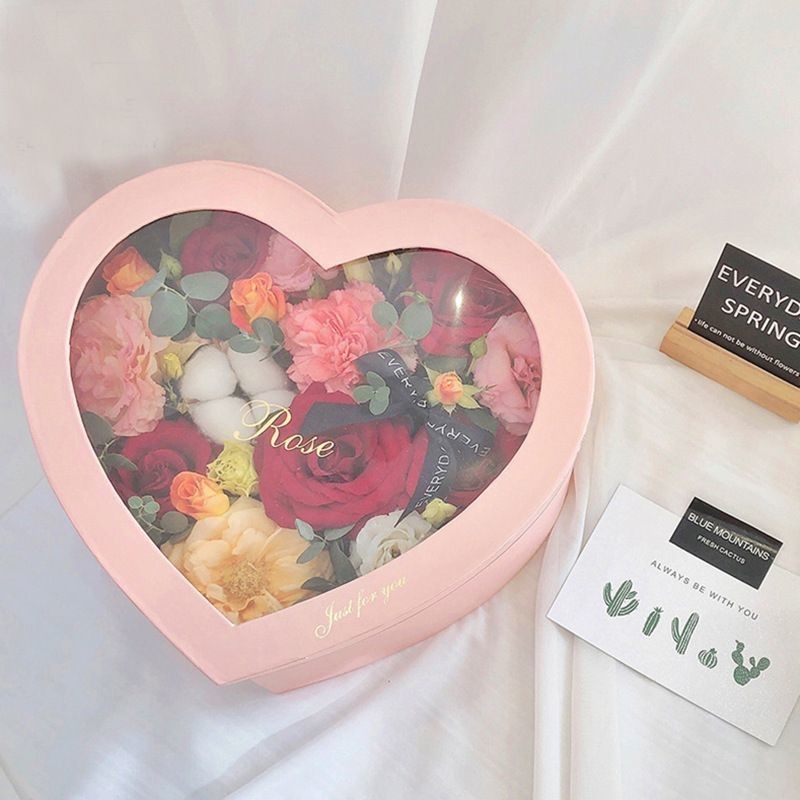 Stampa offset Cartone scatola di fiori a forma di cuore imballaggio carta scatola regalo per fiori