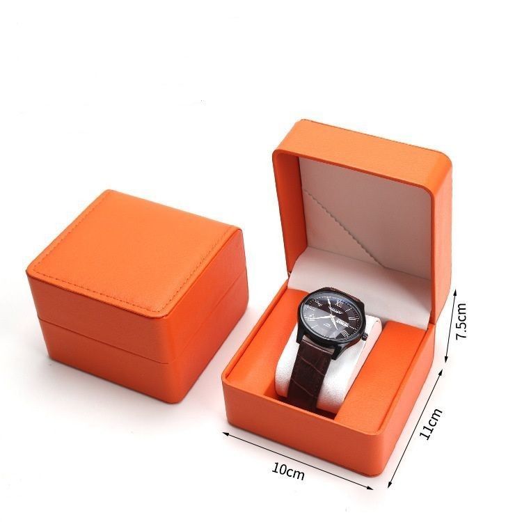 Scatola per l'archiviazione di orologi in pelle in PU fatta a mano con logo personalizzato e interno rivestito