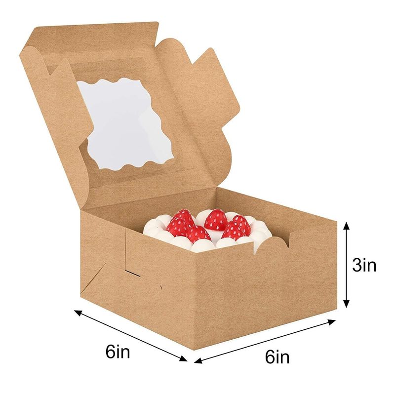 Flourish Arrivals Torta/Banarella/Caramelle Scatole pieghevoli per finestre con coperchio Soluzione di imballaggio con carta 100% di materiale riciclato