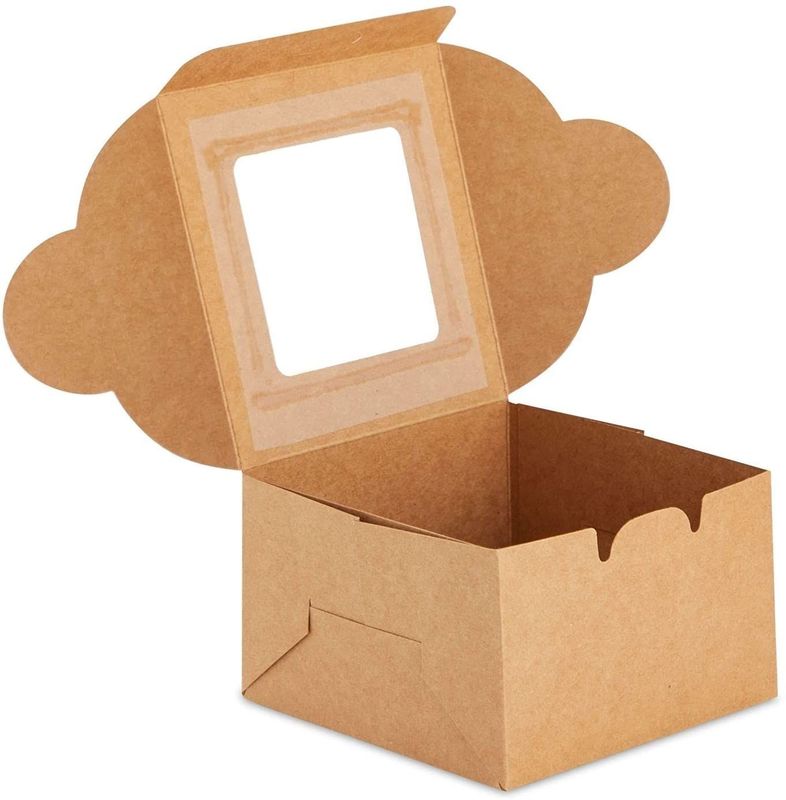 Flourish Arrivals Torta/Banarella/Caramelle Scatole pieghevoli per finestre con coperchio Soluzione di imballaggio con carta 100% di materiale riciclato