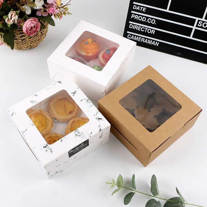 Flourish Arrivals Torta/Banarella/Caramelle Scatole pieghevoli per finestre con coperchio Soluzione di imballaggio con carta 100% di materiale riciclato