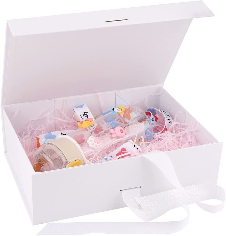 Scatola regalo magnetica pieghevole con nastro rigido Scatola di imballaggio in cartone per tazze di sapone profumato