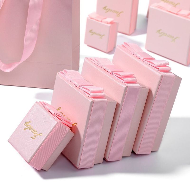 Gioielli rosa Scatola regalo Eco-friendly Stampaggio a caldo Scatola di imballaggio in carta di lusso