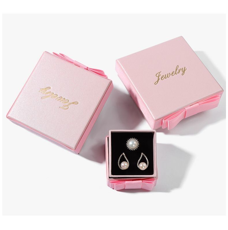 Gioielli rosa Scatola regalo Eco-friendly Stampaggio a caldo Scatola di imballaggio in carta di lusso