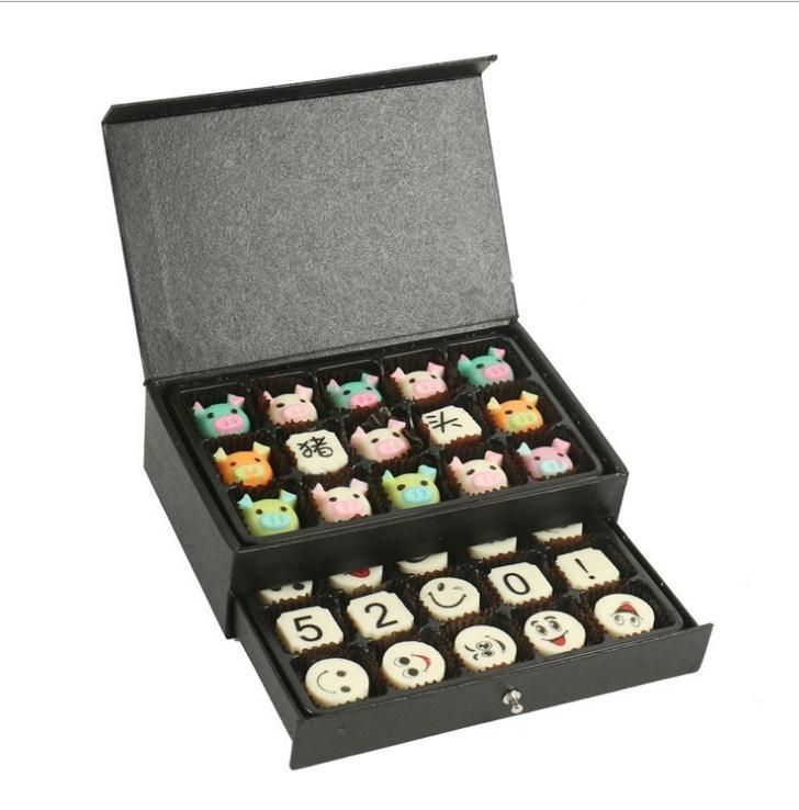 Cartone regalo personalizzato in carta nera Magnetico Cartoni di imballaggio per cibo e dolci