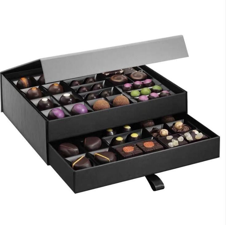 Cartone regalo personalizzato in carta nera Magnetico Cartoni di imballaggio per cibo e dolci
