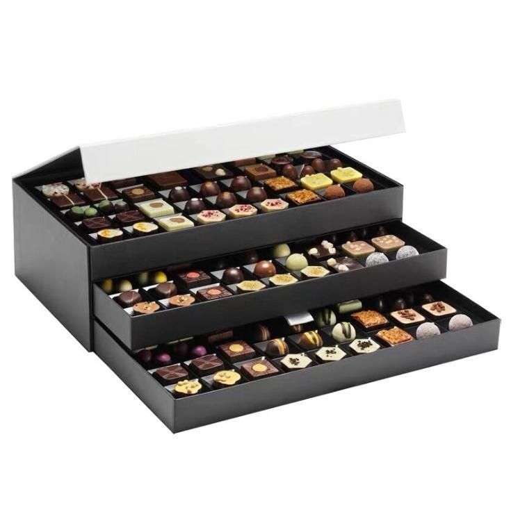 Cartone regalo personalizzato in carta nera Magnetico Cartoni di imballaggio per cibo e dolci