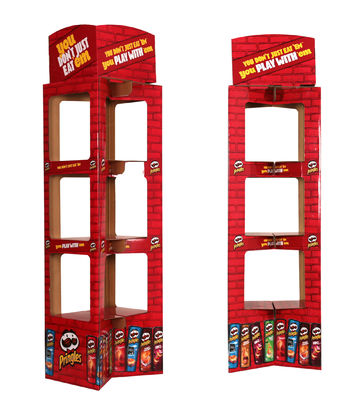Supporto di pavimentazione pieghevole dello scaffale di esposizione dello scaffale di negozio di POP del prodotto del cartone di Candy del cartone dell'esposizione di tormento