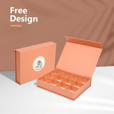 Scatoletta per regali di colore rosa ecologico, biscotto al cioccolato, carta kraft, scatola magnetica per regali
